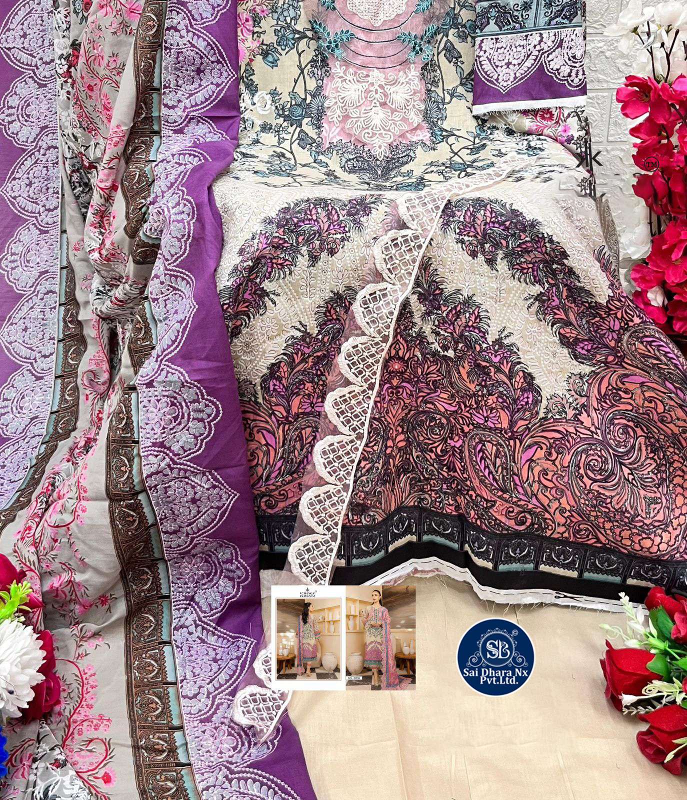 KROSS PRESENTS TOP PURE COTTON PRINT 3 PIECE PAKISTANI SUIT MATERIAL COLLECTION WHOLESALE SHOP IN SURAT - SaiDharaNx