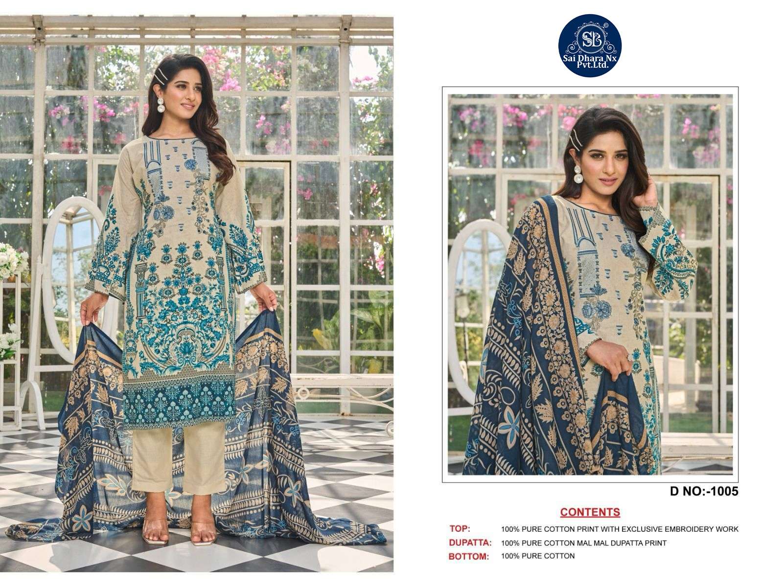 RAZZO EXPORTS PRESENTS PURE COTTON DIGITAL PRINT WITH HEAVY EMBROIDERY 3 PIECE PAKISTANI SUIT MATERIAL WHOLESALE SHOP IN SURAT - SaiDharaNx