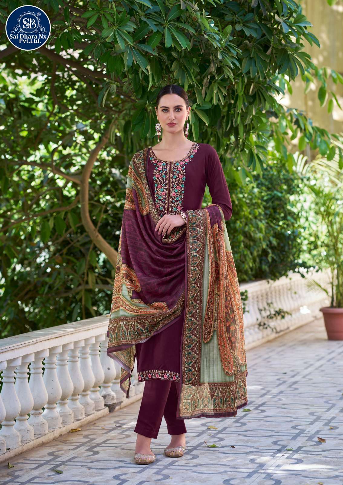 SAIDHARANX PRESENTS PURE VISCOSE BASED EMBROIDERY WORK DRESS MATERIAL WHOLESALE SHOP IN SURAT - SaiDharaNx