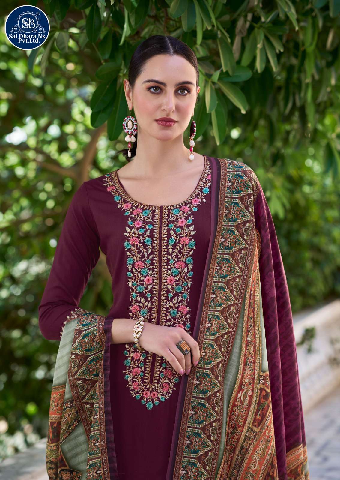 SAIDHARANX PRESENTS PURE VISCOSE BASED EMBROIDERY WORK DRESS MATERIAL WHOLESALE SHOP IN SURAT - SaiDharaNx