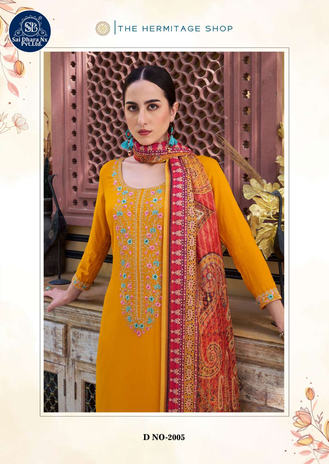 SAIDHARANX PRESENTS PURE VISCOSE BASED EMBROIDERY WORK DRESS MATERIAL WHOLESALE SHOP IN SURAT - SaiDharaNx