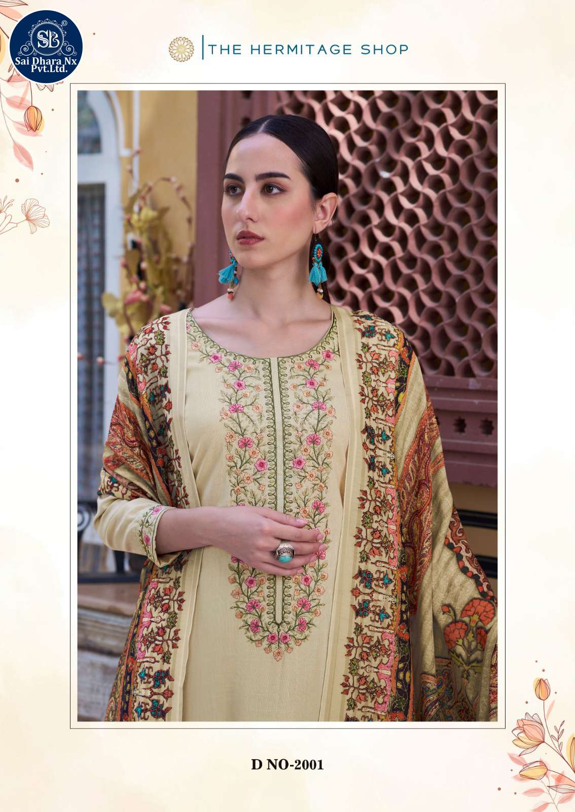 SAIDHARANX PRESENTS PURE VISCOSE BASED EMBROIDERY WORK DRESS MATERIAL WHOLESALE SHOP IN SURAT - SaiDharaNx