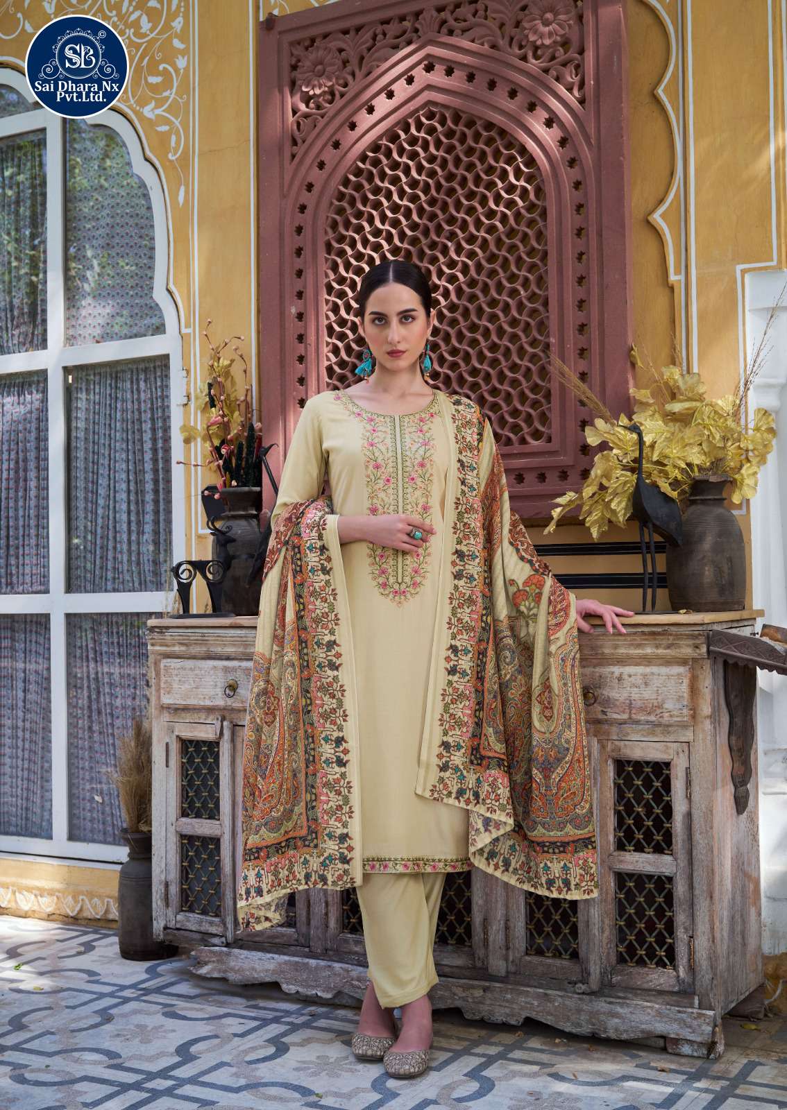 SAIDHARANX PRESENTS PURE VISCOSE BASED EMBROIDERY WORK DRESS MATERIAL WHOLESALE SHOP IN SURAT - SaiDharaNx