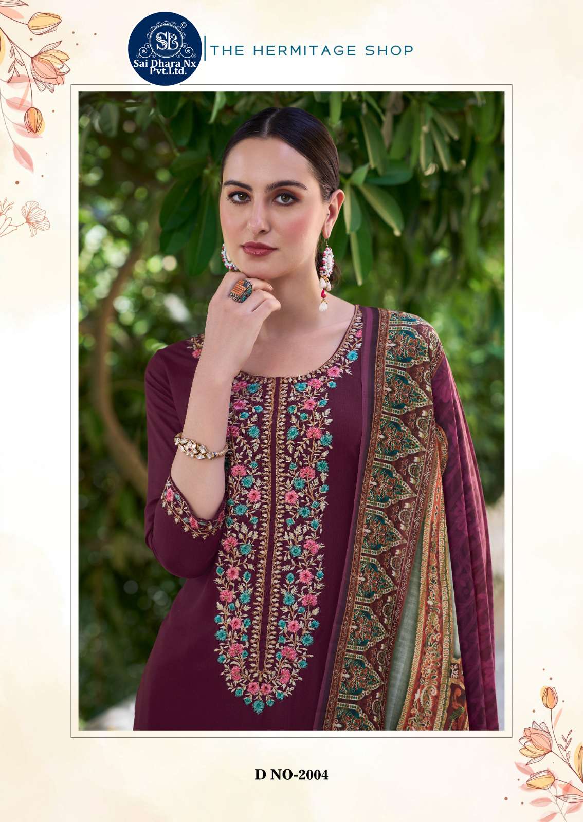SAIDHARANX PRESENTS PURE VISCOSE BASED EMBROIDERY WORK DRESS MATERIAL WHOLESALE SHOP IN SURAT - SaiDharaNx