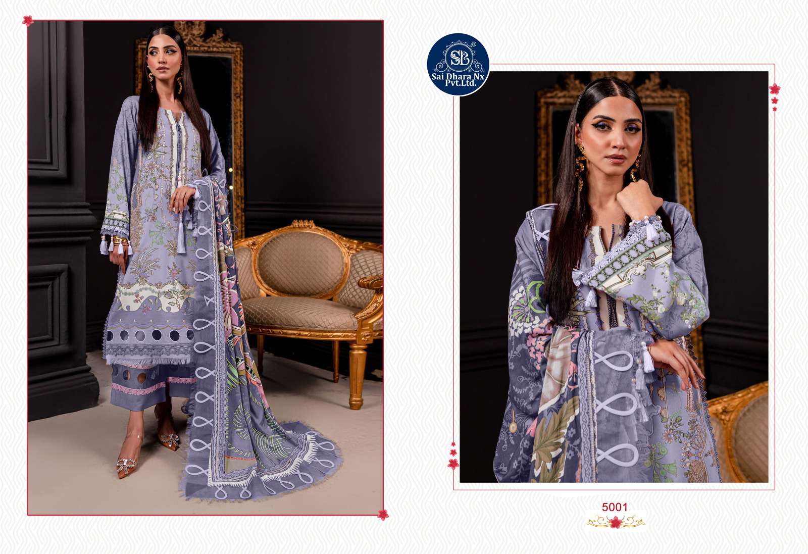 SHARADDHA DESIGNER PRESENTS LAWN COTTON PRINTED WITH HEAVY EMBROIDERY PATCH SUIT MATERIAL WHOLESALE SHOP IN SURAT - SaiDharaNx
