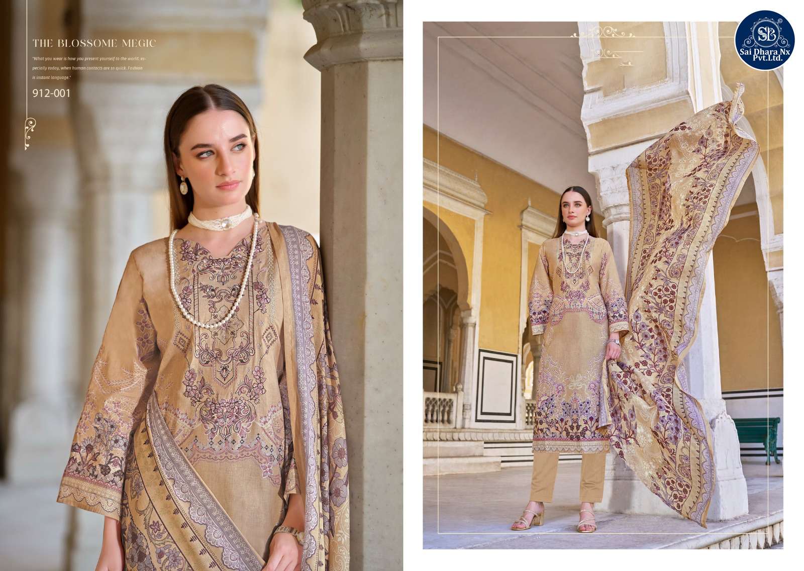 BELLIZA DESIGNER STUDIO PRESENTS PURE COTTON DIGITAL PRINT 3 PIECE SUIT MATERIAL WHOLESALE SHOP IN SURAT - SaiDharaNx