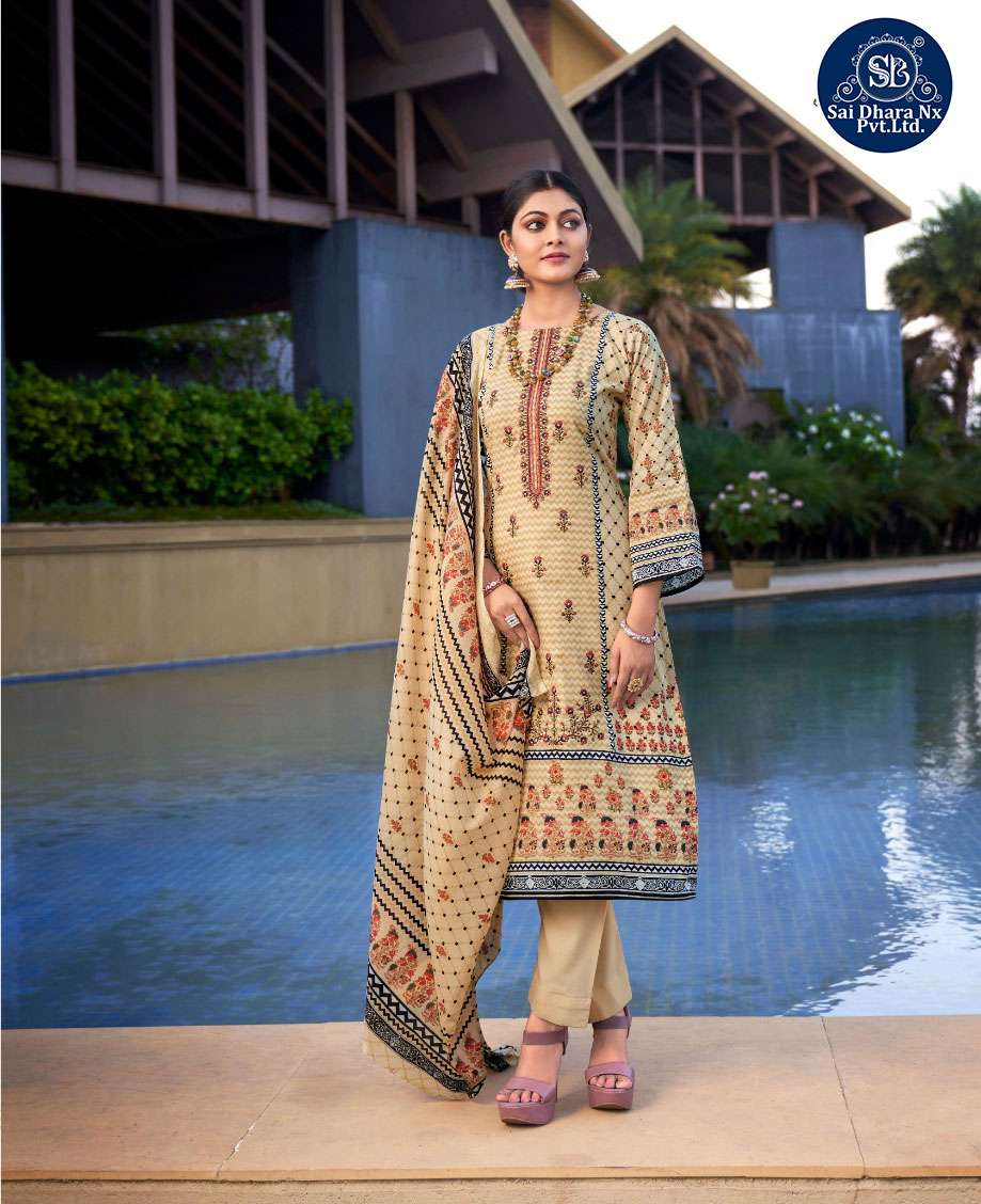 LEVISHA PRESENTS CAMBRIC COTTON DIGITAL STYLE PRINT WITH EMBROIDERY DRESS MATERIAL WHOLESALE SHOP IN SURAT - SaiDharaNx