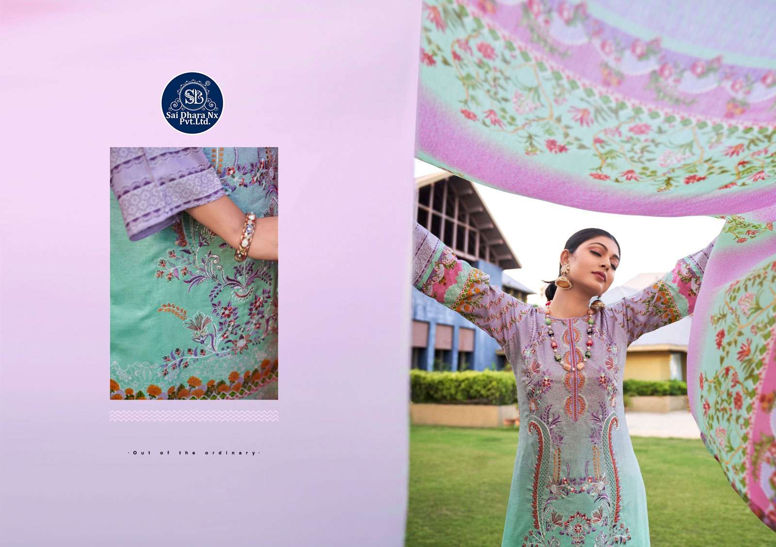 LEVISHA PRESENTS CAMBRIC COTTON DIGITAL STYLE PRINT WITH EMBROIDERY DRESS MATERIAL WHOLESALE SHOP IN SURAT - SaiDharaNx