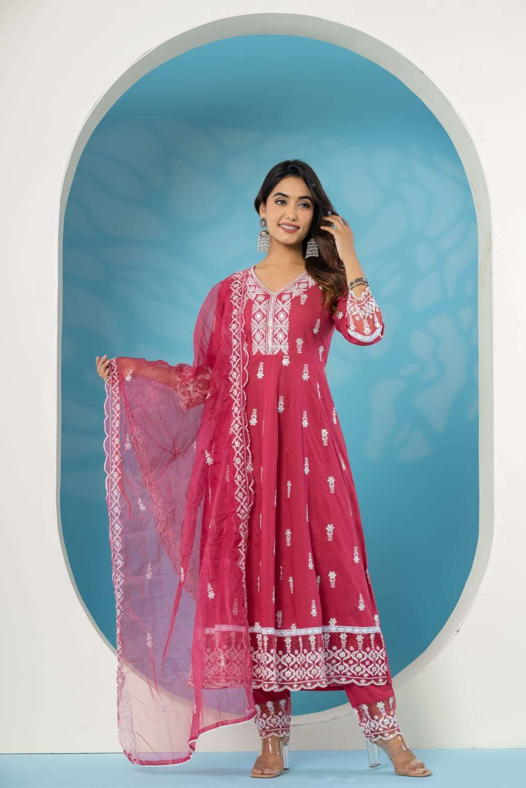 Pure Cotton Embroidery Red Colour Readymade 3 Piece Combo Wholesale Collection In Surat