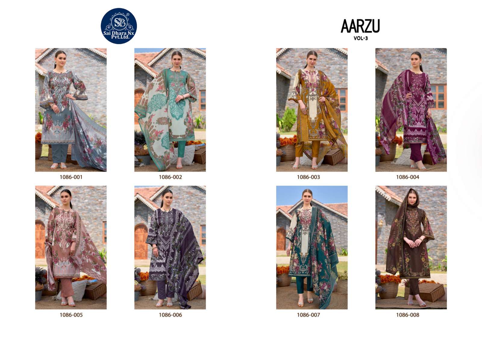 ROMANI PRESENTS AARZU VOL 3 PREMIUM SOFT COTTON DIGITAL PRINTED LATEST SUIT MATERIAL COLLECTION WHOLESALE SHOP IN SURAT - SaiDharaNx