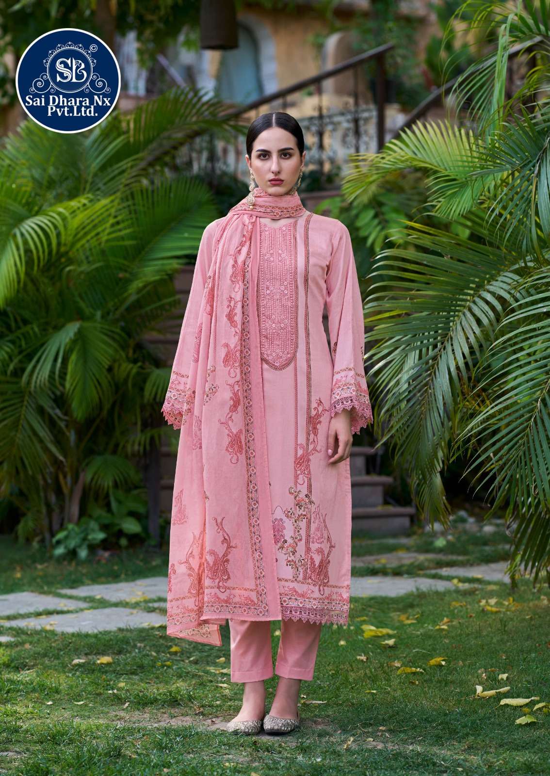 Saidharanx Presents Swiss Lawn Digital Prints With Embroidery Work Pakistani Suit Material Wholesale Shop In Surat - Saidharanx