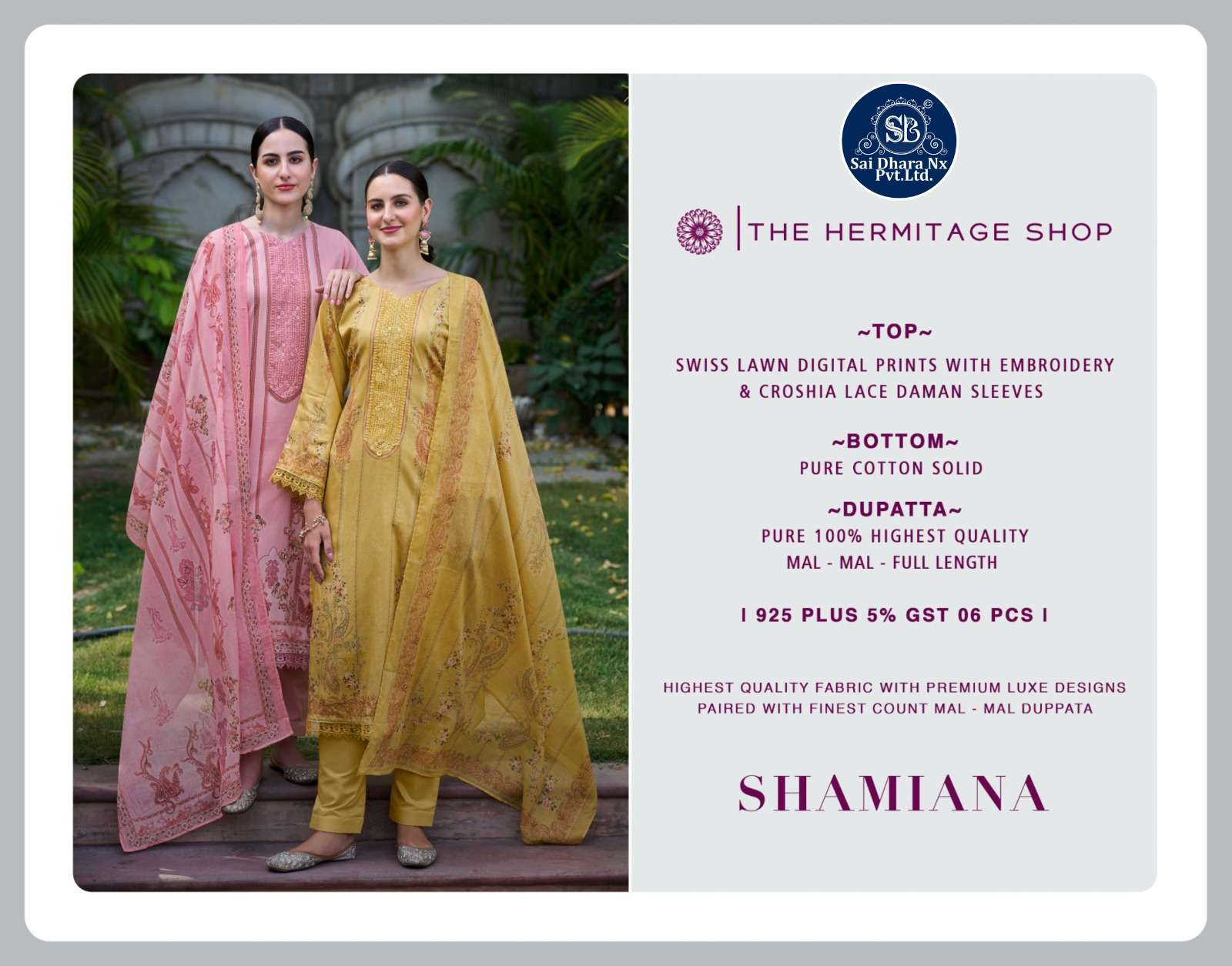 Saidharanx Presents Swiss Lawn Digital Prints With Embroidery Work Pakistani Suit Material Wholesale Shop In Surat - Saidharanx