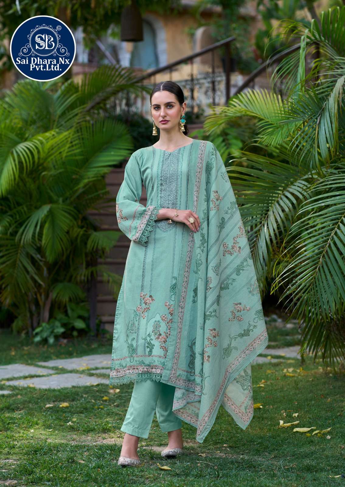 Saidharanx Presents Swiss Lawn Digital Prints With Embroidery Work Pakistani Suit Material Wholesale Shop In Surat - Saidharanx