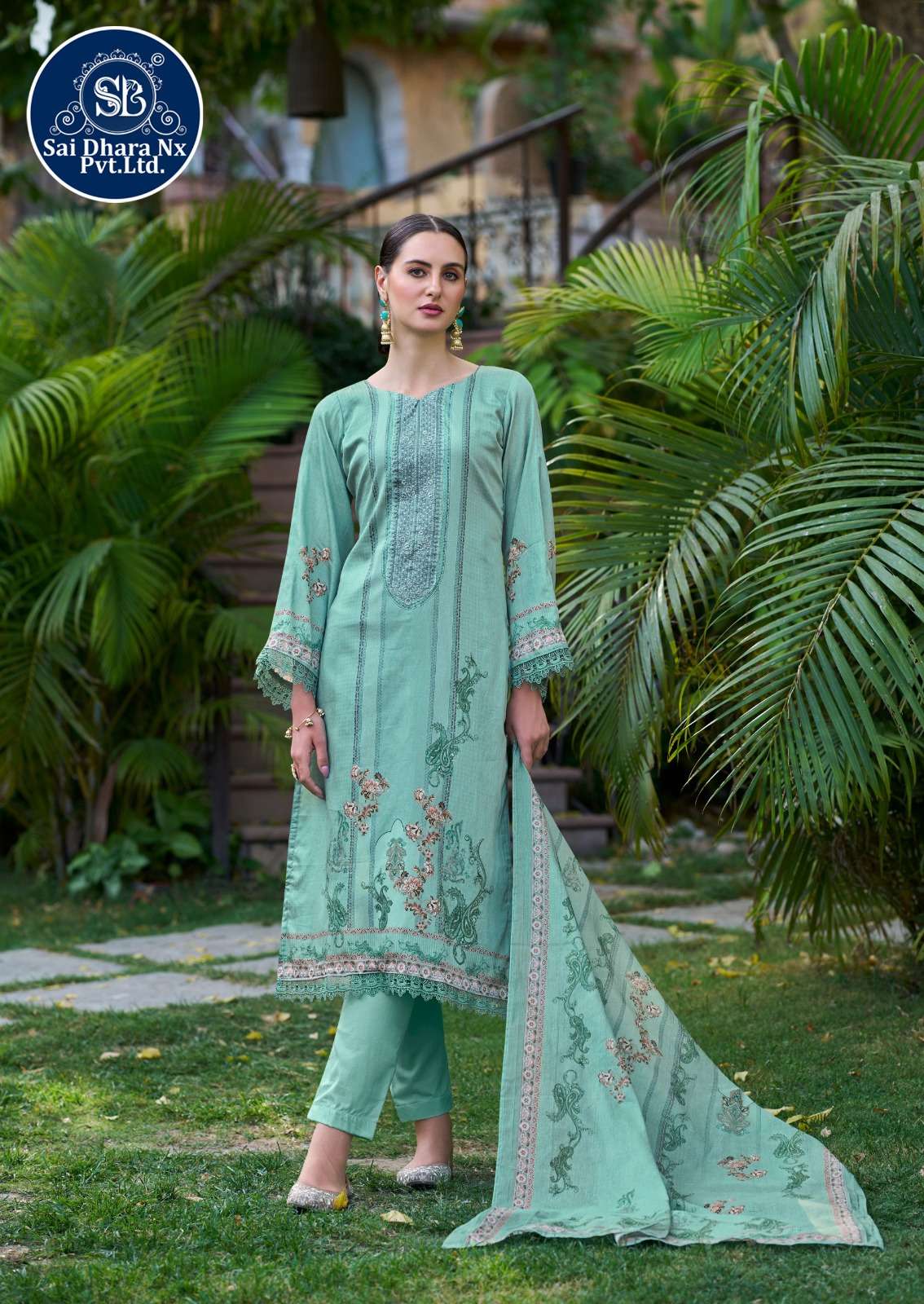 Saidharanx Presents Swiss Lawn Digital Prints With Embroidery Work Pakistani Suit Material Wholesale Shop In Surat - Saidharanx