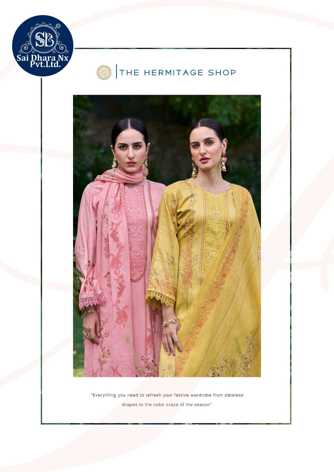 Saidharanx Presents Swiss Lawn Digital Prints With Embroidery Work Pakistani Suit Material Wholesale Shop In Surat - Saidharanx