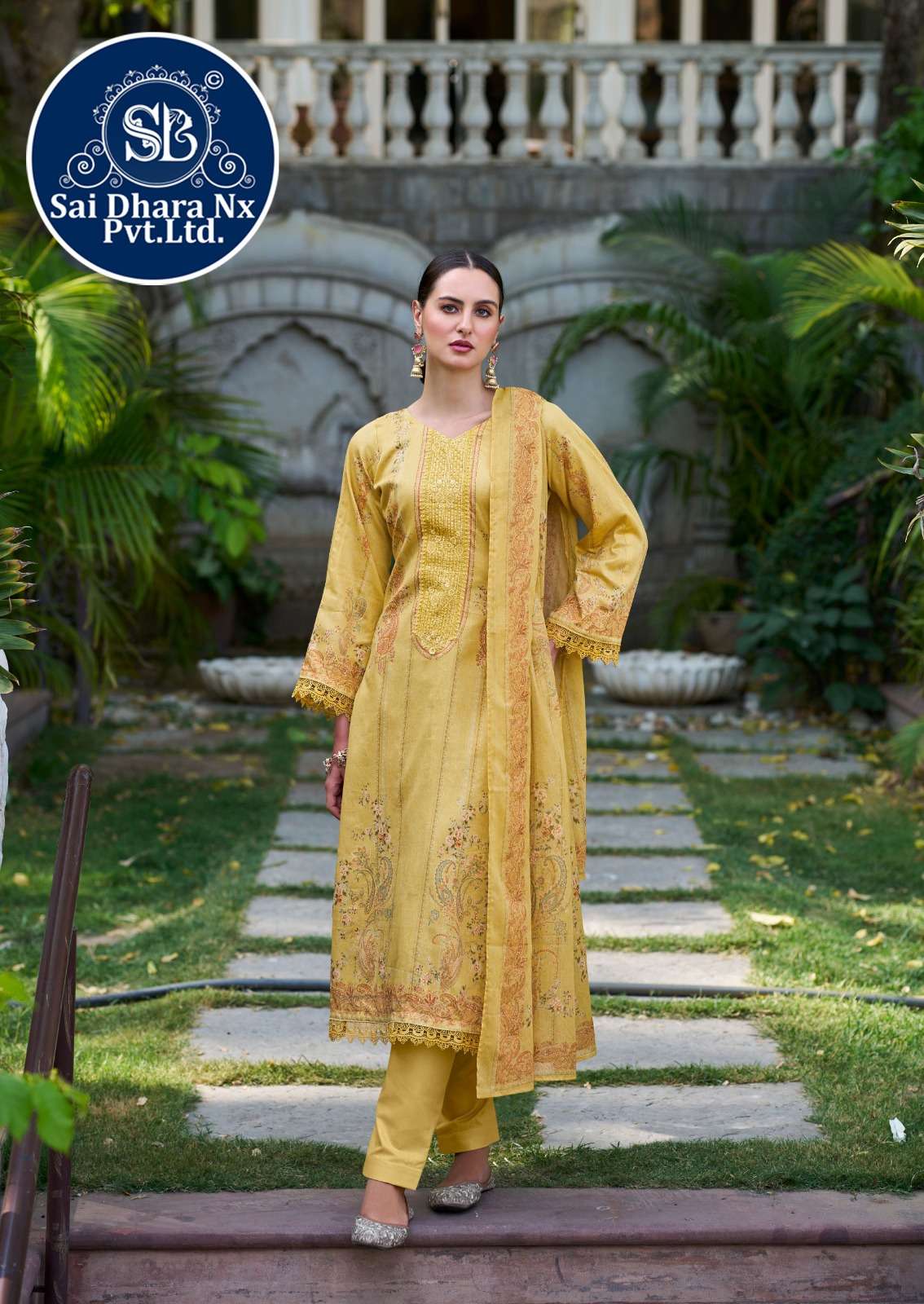 Saidharanx Presents Swiss Lawn Digital Prints With Embroidery Work Pakistani Suit Material Wholesale Shop In Surat - Saidharanx
