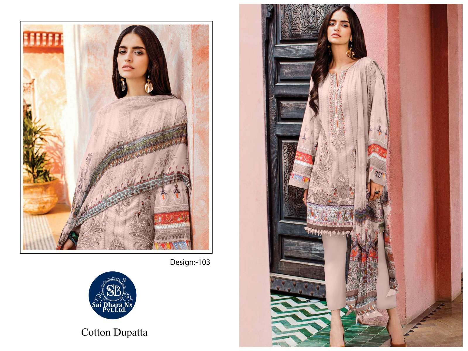Saidharanx Presents Top Pure Cotton Heavy Work Latest 3 Piece Suit Material Wholesale Shop In Surat Saidharanx