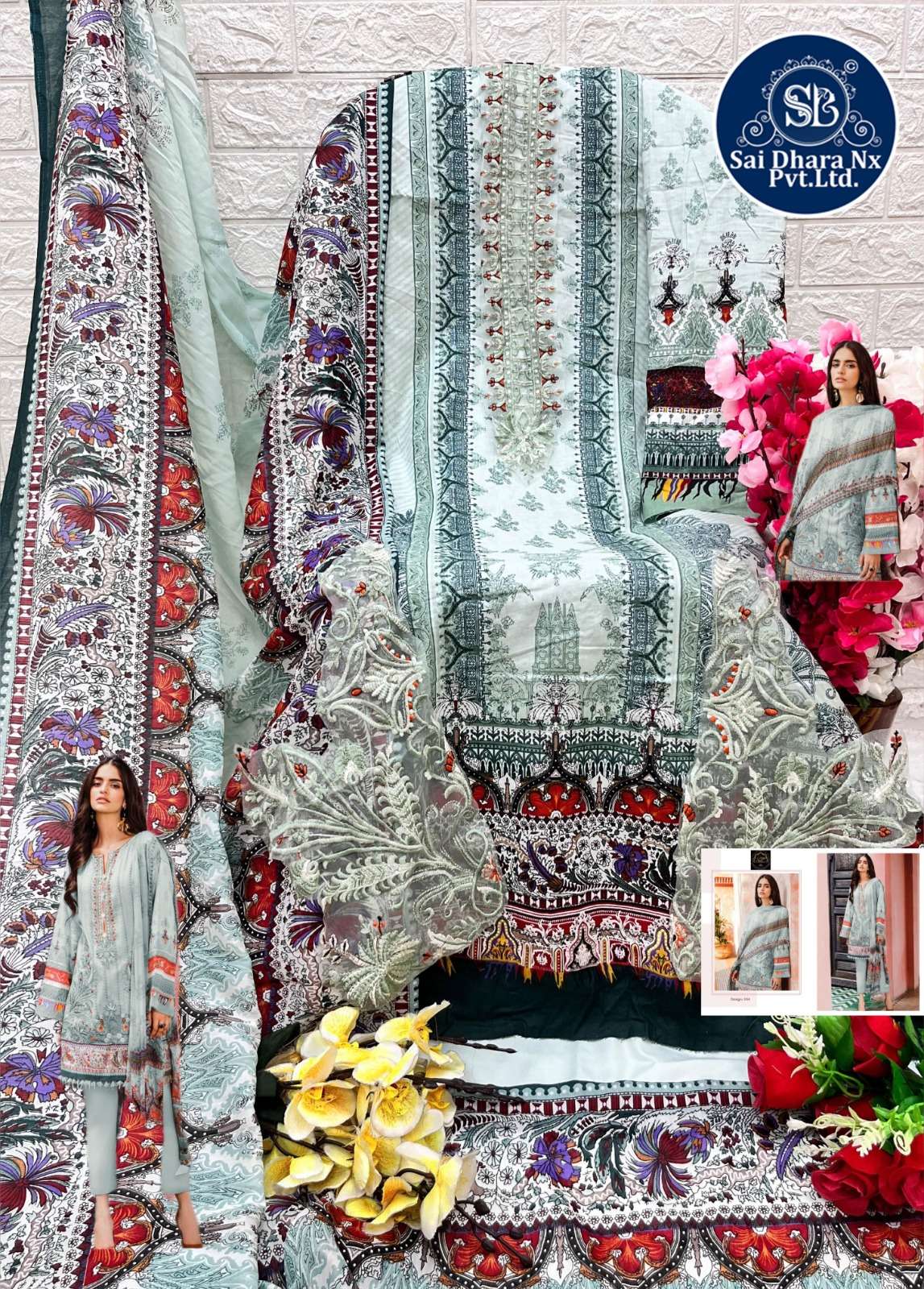Saidharanx Presents Top Pure Cotton Heavy Work Latest 3 Piece Suit Material Wholesale Shop In Surat Saidharanx