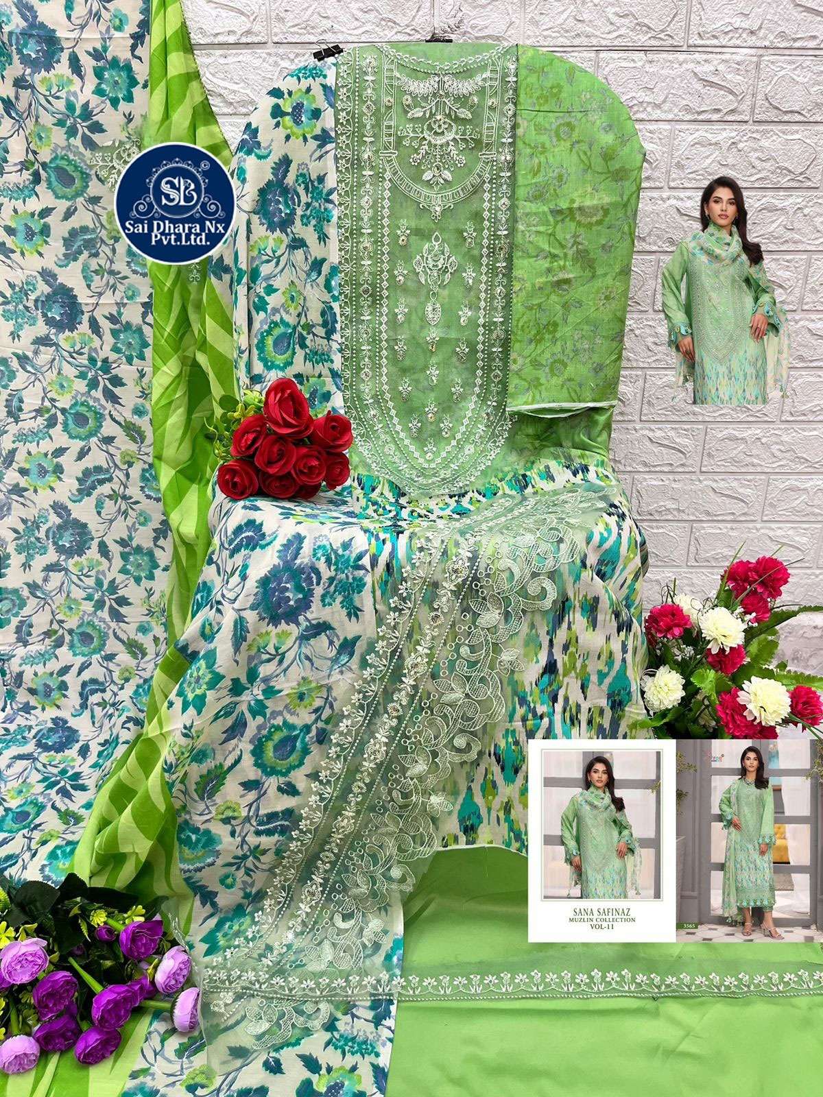 Saidharanx Presents Top Pure Cotton With Patches Embroidery Latest 3 Piece Suit Material Wholesale Shop In Surat - Saidharanx
