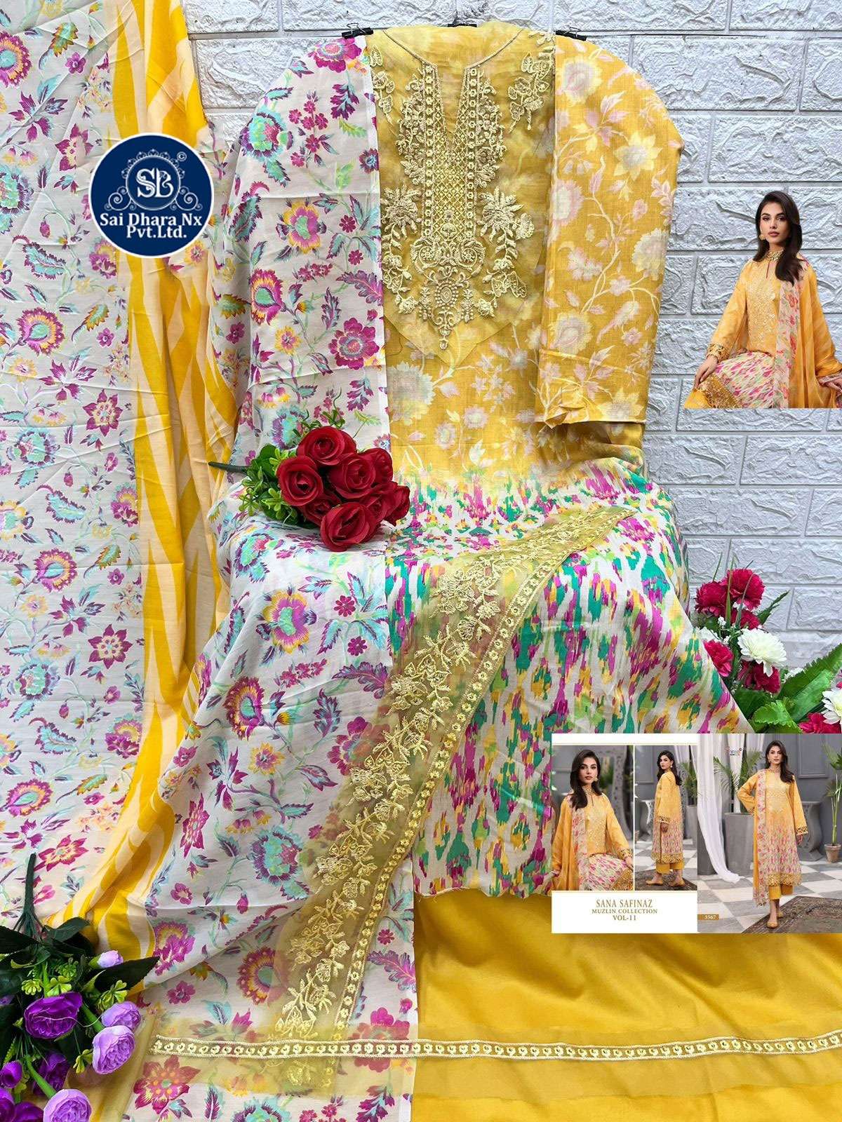 Saidharanx Presents Top Pure Cotton With Patches Embroidery Latest 3 Piece Suit Material Wholesale Shop In Surat - Saidharanx