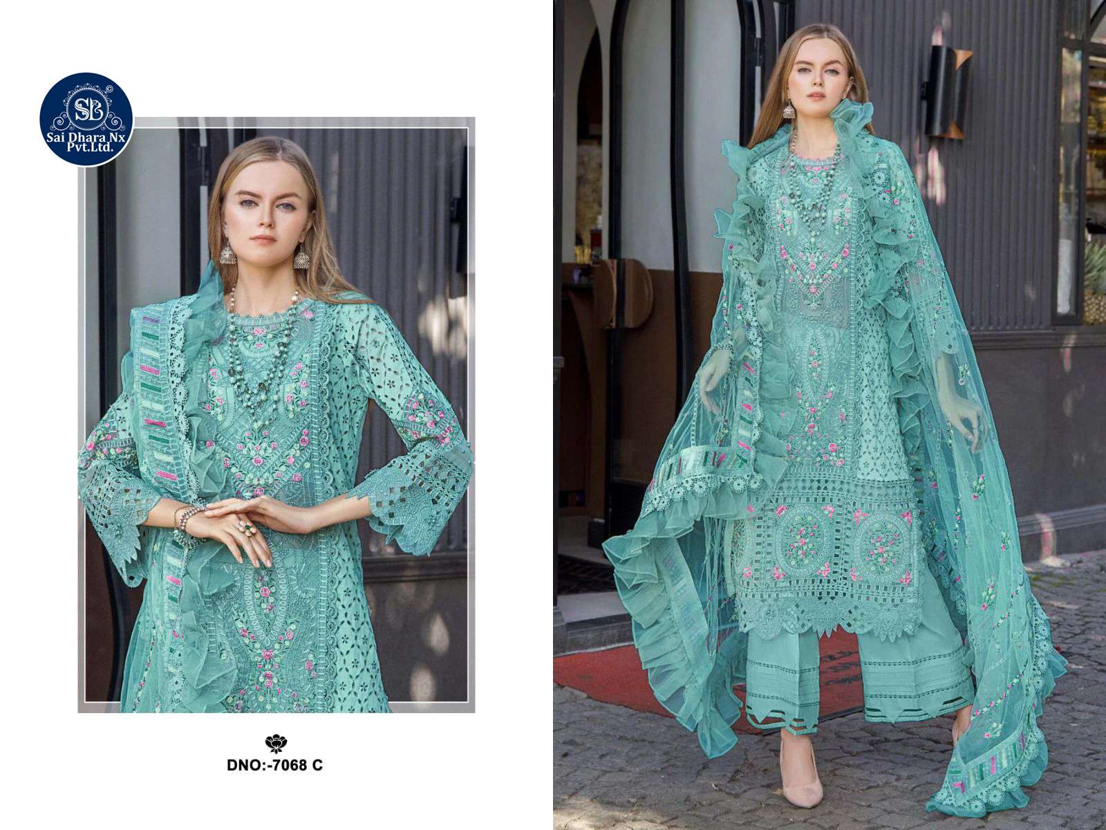SANIYA TRENDZ PRESENT COTTON WITH CHIKANKARI EMBROIDERED HEAVY SUIT MATERIAL COLLECTION WHOLESALE SHOP IN SURAT - SaiDharaNx