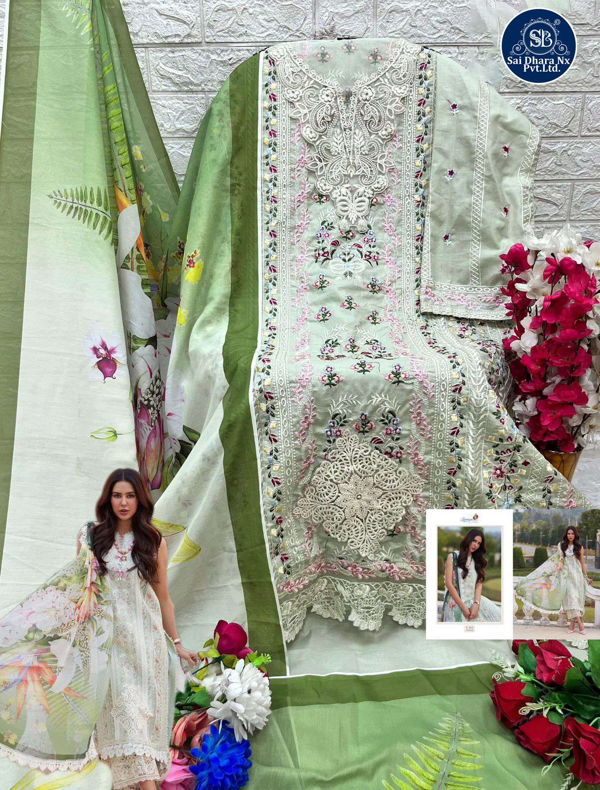 SANIYA TRENDZ PRESENTS COTTON WITH CHIKANKARI EMBROIDERED HEAVY SUIT MATERIAL COLLECTION WHOLESALE SHOP IN SURAT - SaiDharaNx