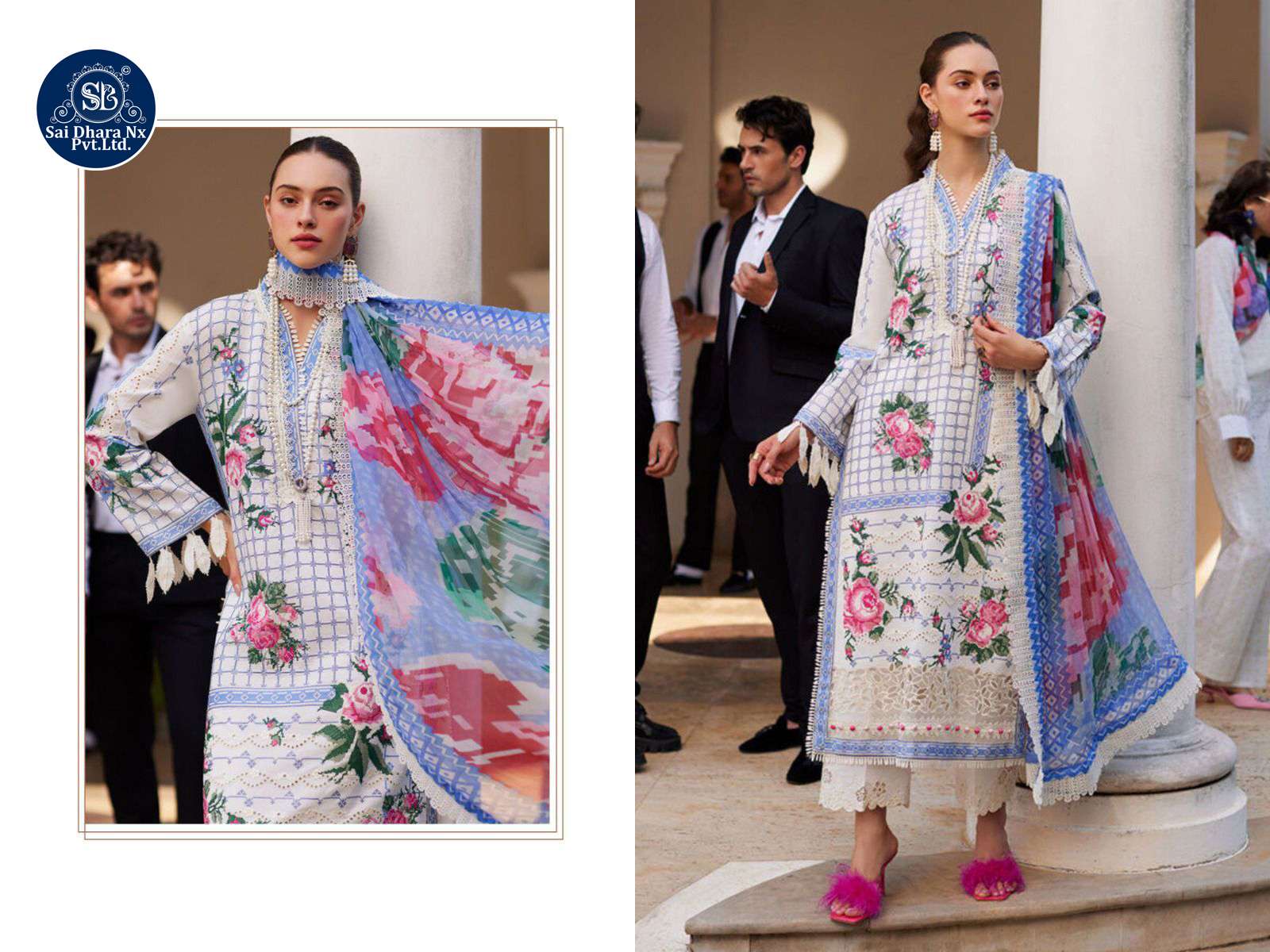 SANIYA TRENDZ PRESENTS COTTON WITH CHIKANKARI EMBROIDERED HEAVY SUIT MATERIAL COLLECTION WHOLESALE SHOP IN SURAT - SaiDharaNx