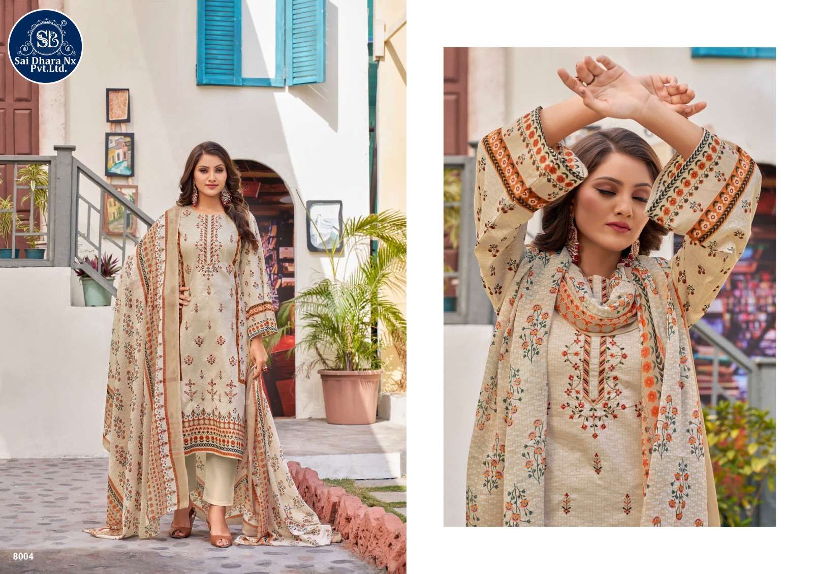 Sharaddha Designer Presents Top Pure Cotton With Self Embroidery Work Latest 3 Piece Suit Material Wholesale Shop In Surat - Saidharanx
