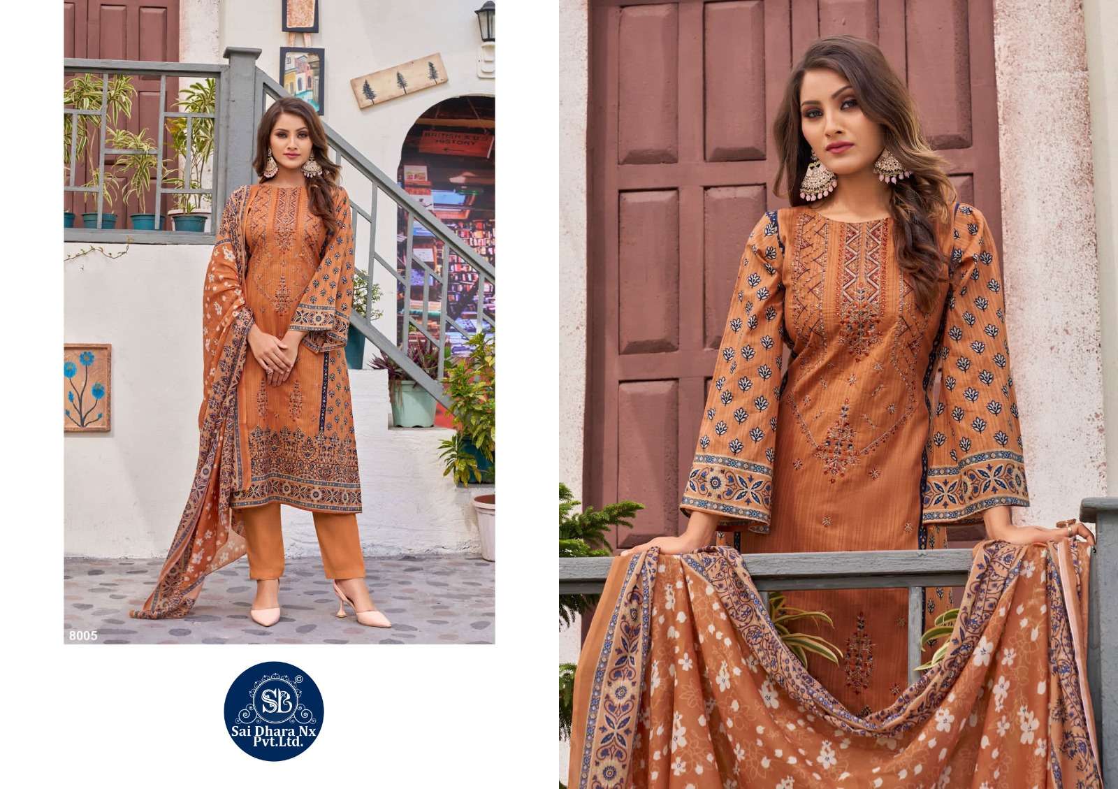 Sharaddha Designer Presents Top Pure Cotton With Self Embroidery Work Latest 3 Piece Suit Material Wholesale Shop In Surat - Saidharanx