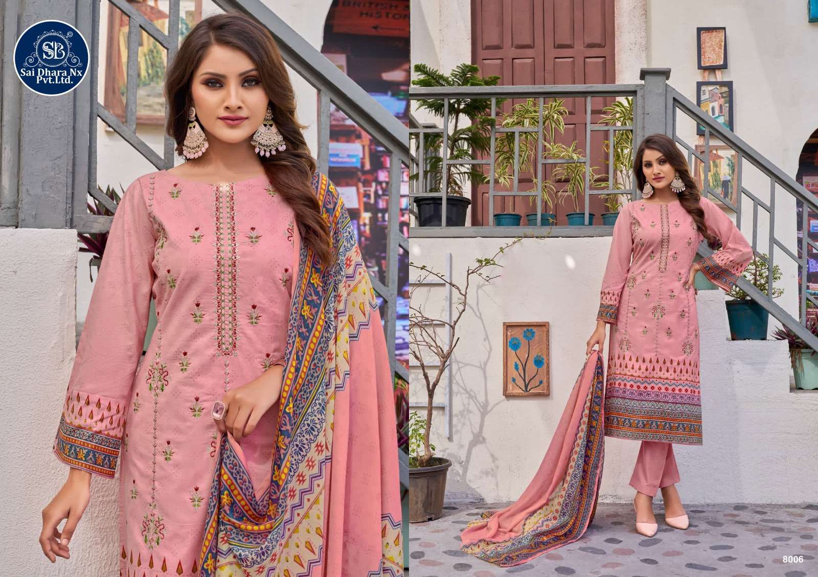 Sharaddha Designer Presents Top Pure Cotton With Self Embroidery Work Latest 3 Piece Suit Material Wholesale Shop In Surat - Saidharanx