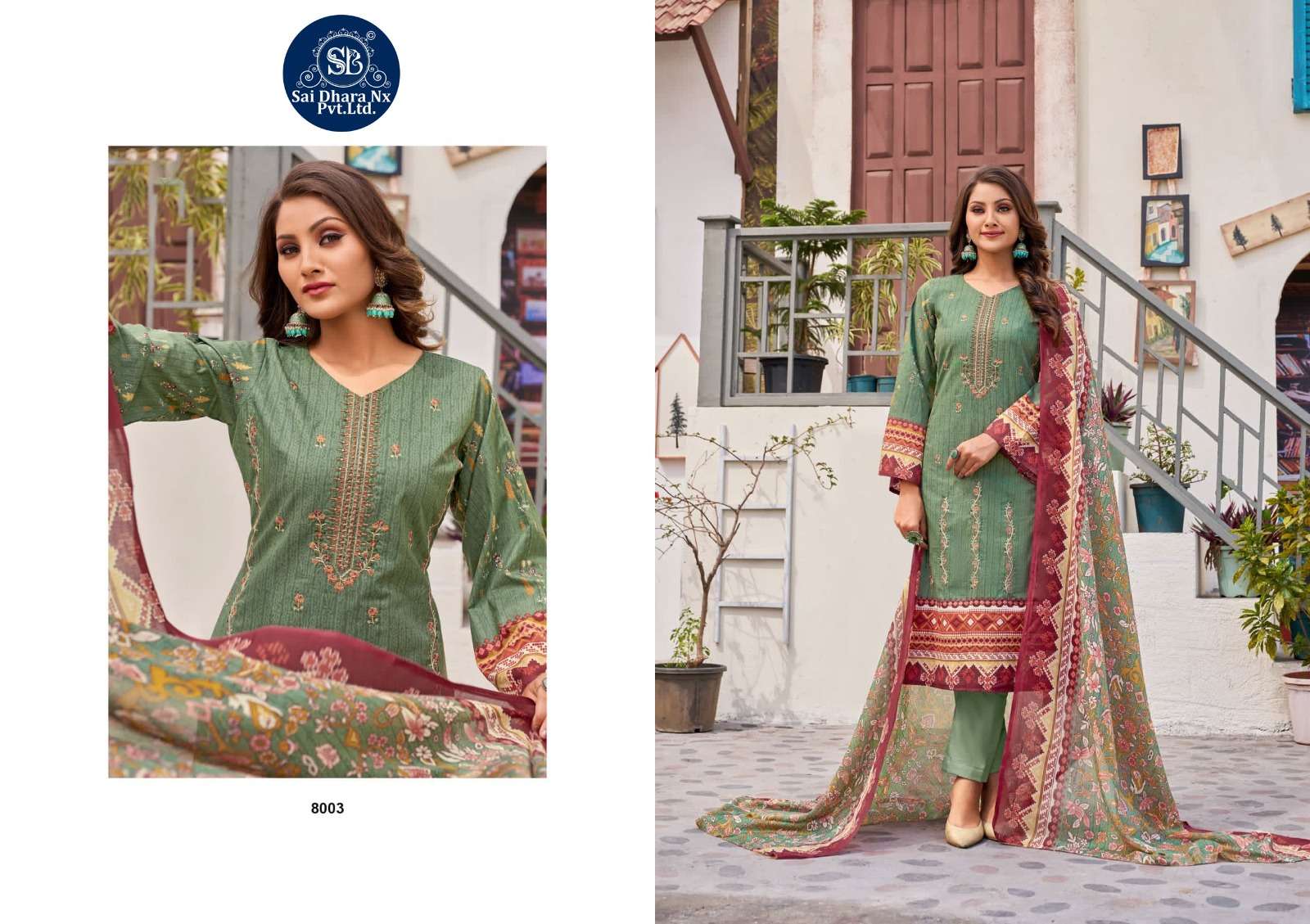 Sharaddha Designer Presents Top Pure Cotton With Self Embroidery Work Latest 3 Piece Suit Material Wholesale Shop In Surat - Saidharanx