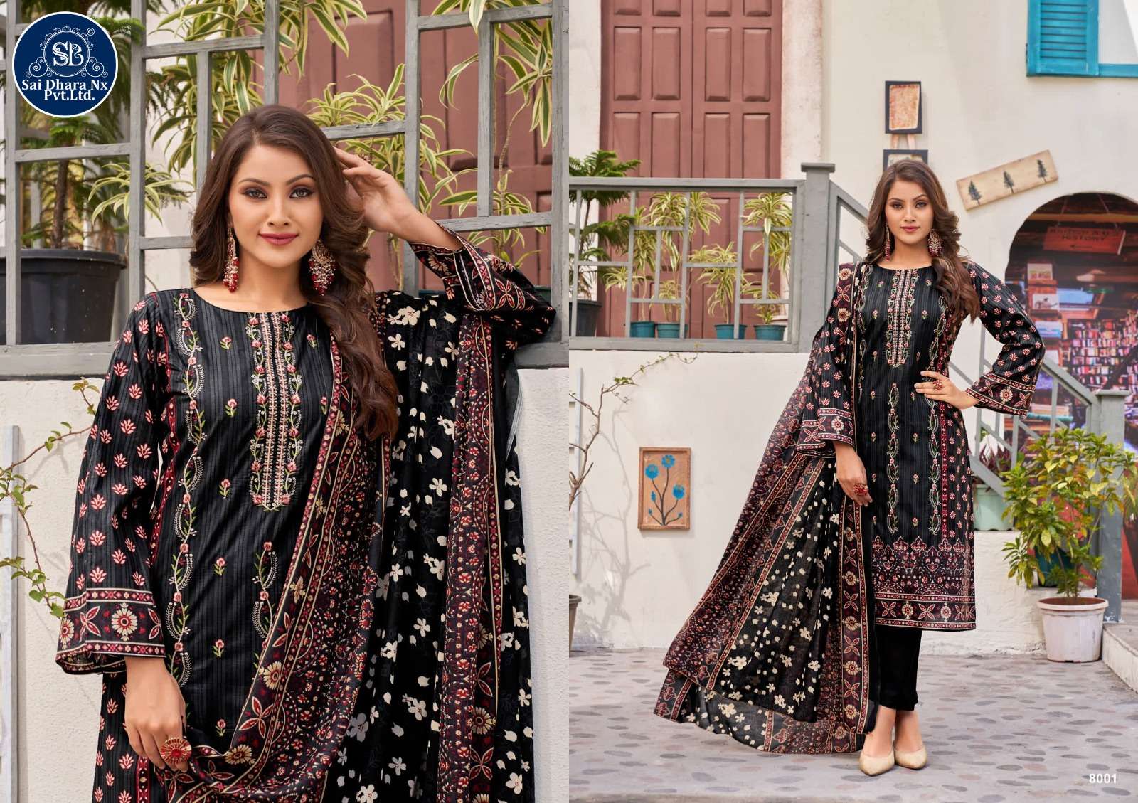 Sharaddha Designer Presents Top Pure Cotton With Self Embroidery Work Latest 3 Piece Suit Material Wholesale Shop In Surat - Saidharanx