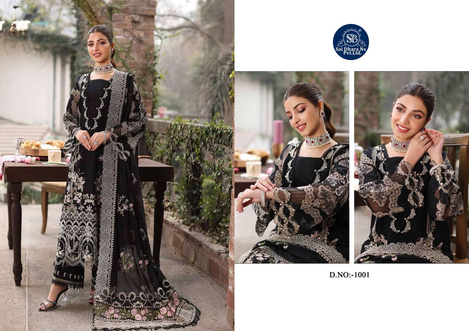 SHRADDHA DESIGNER PRESENTS PURE COTTON EMBROIDERY WORK HEAVY 3 PAKISTANI PIECE SUIT MATERIAL WHOLESALE SHOP IN SURAT - SaiDharaNx