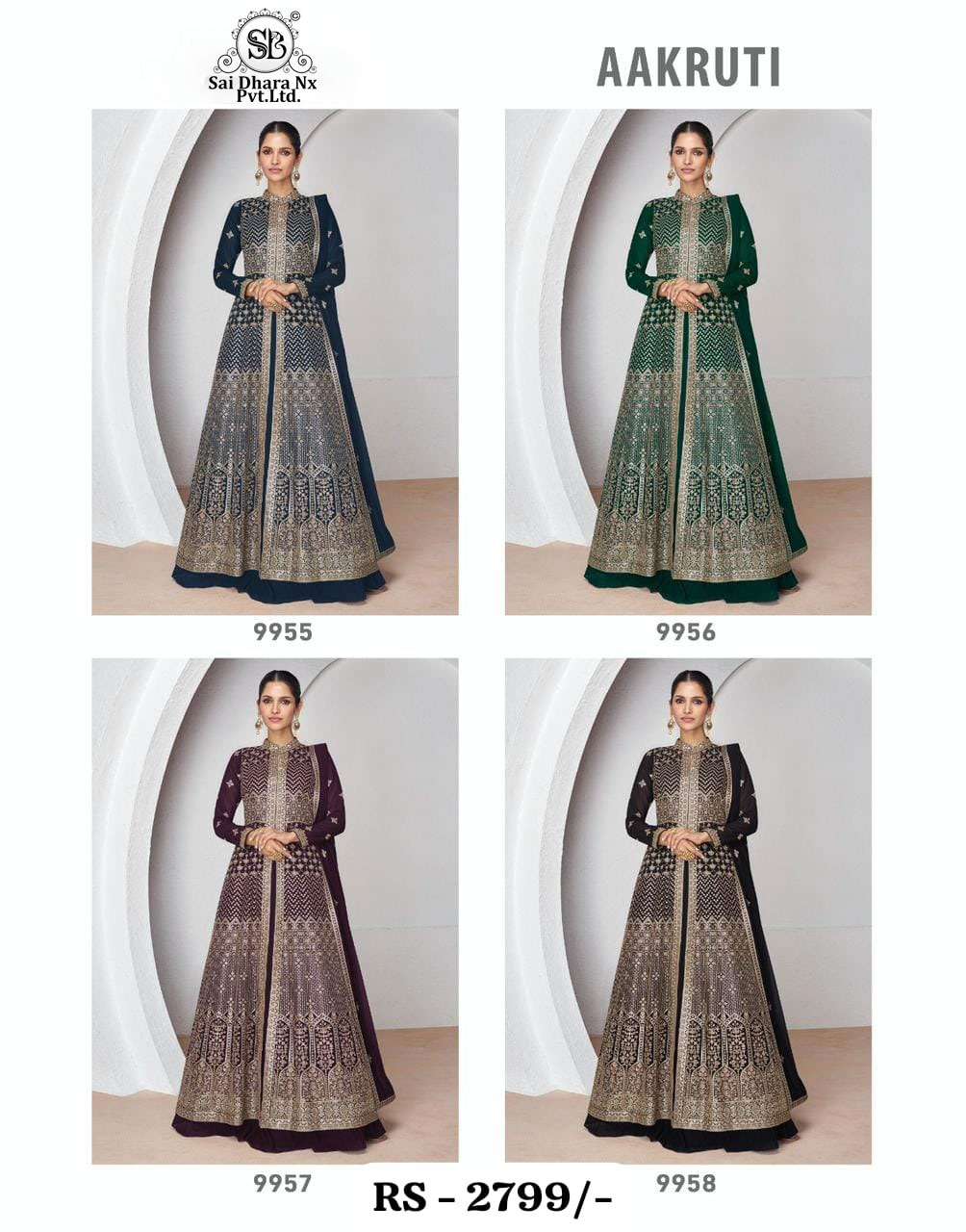  Black and Golden Embroidery Georgette long kurti For Women Fully Stiched Readymade Designer Wear Collections 