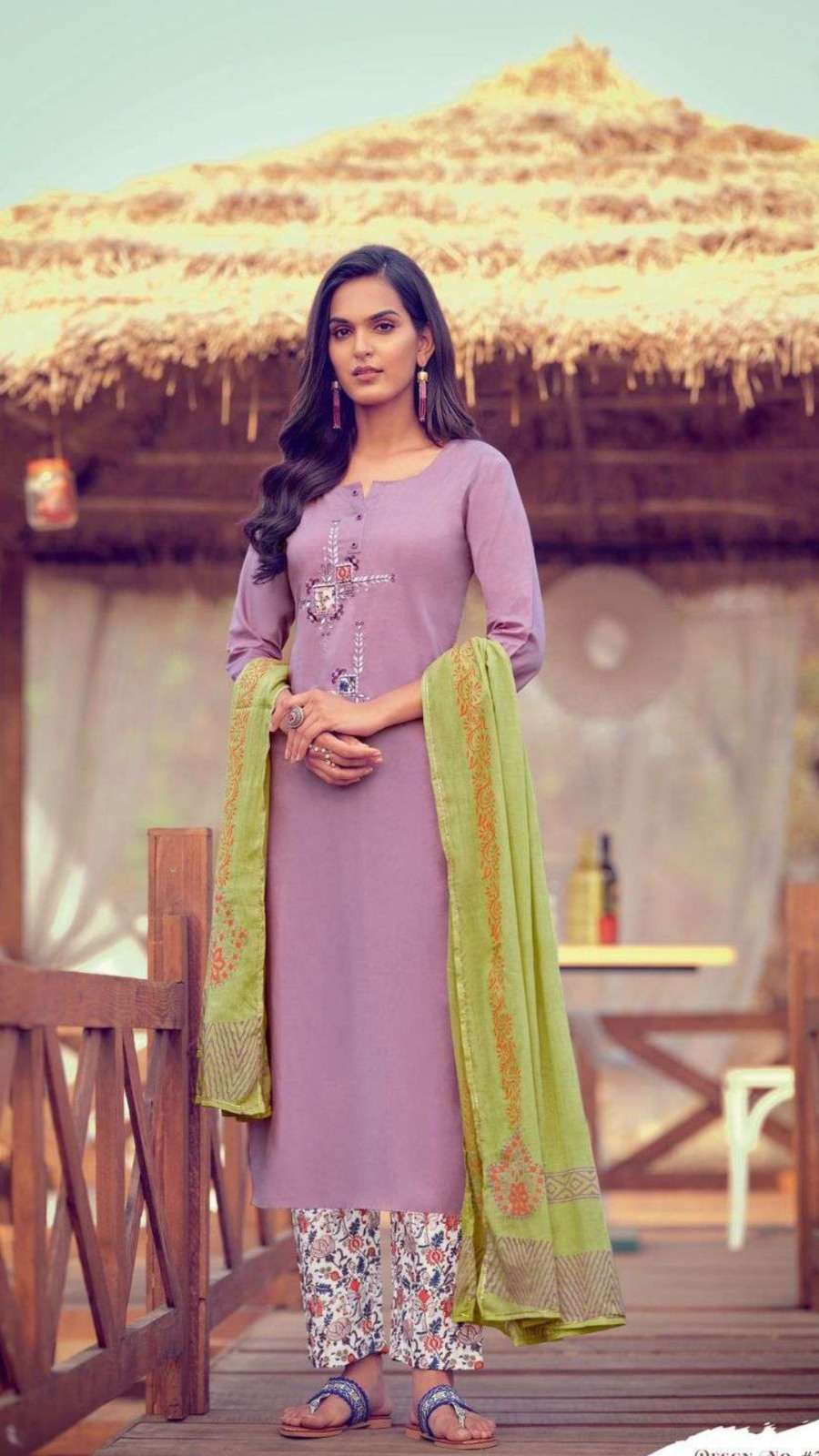 Elegant Pure Cotton Embroidered Kurti Set with Thread Work Modal Slub Pant and Printed Mal Cotton Dupatta