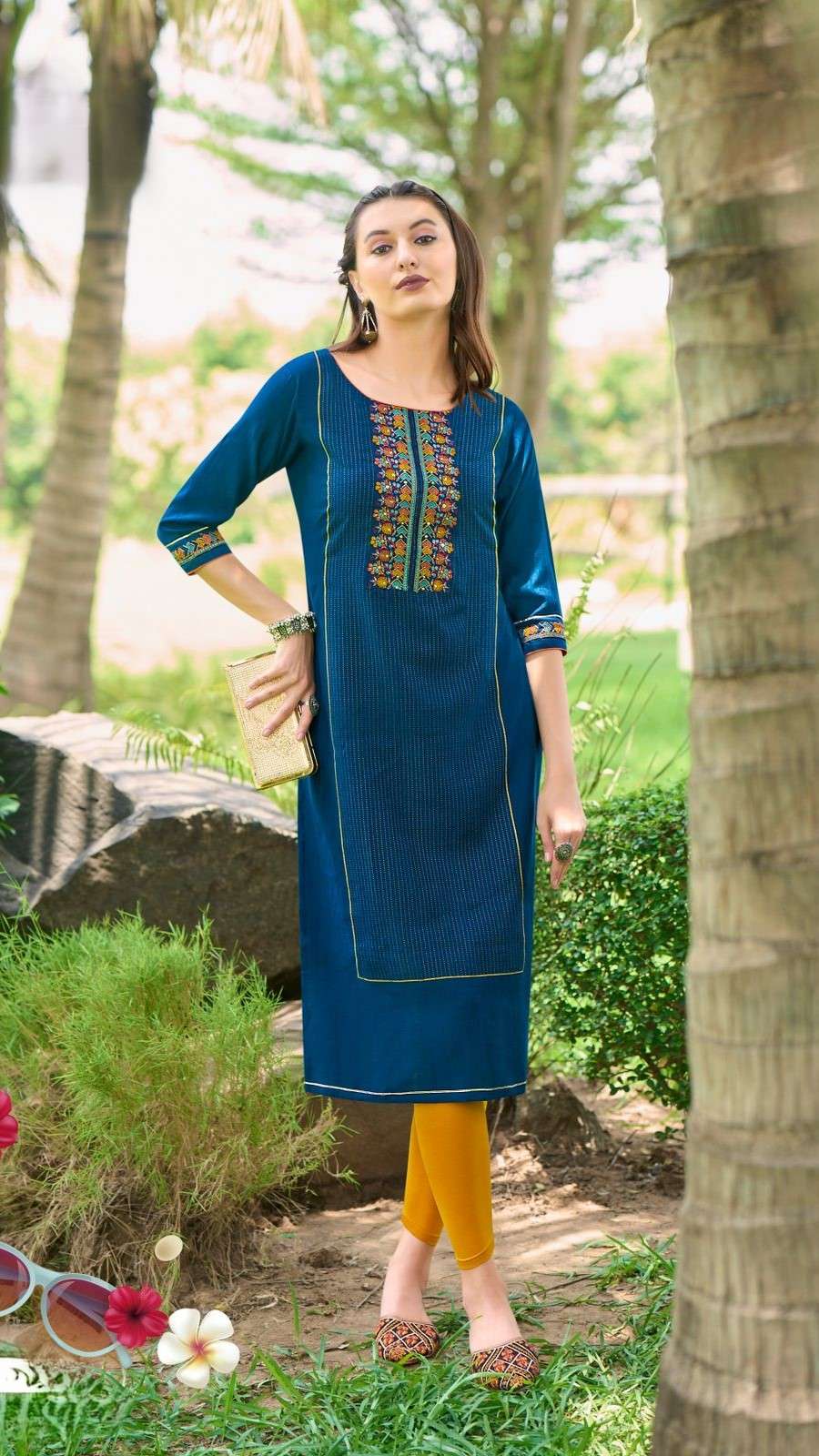 Elegant Viscose Weaving Kurti by Mittoo with Thread and Handwork