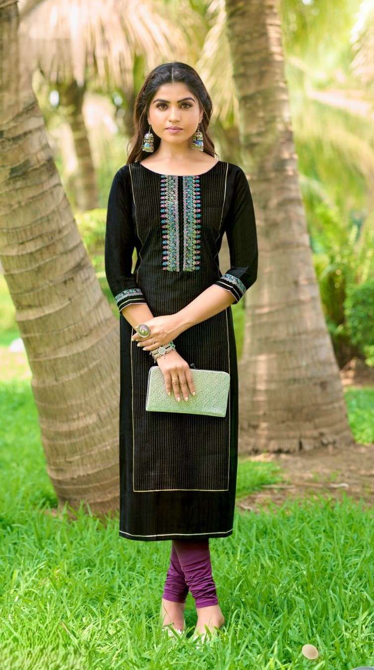Elegant Viscose Weaving Kurti by Mittoo with Thread and Handwork