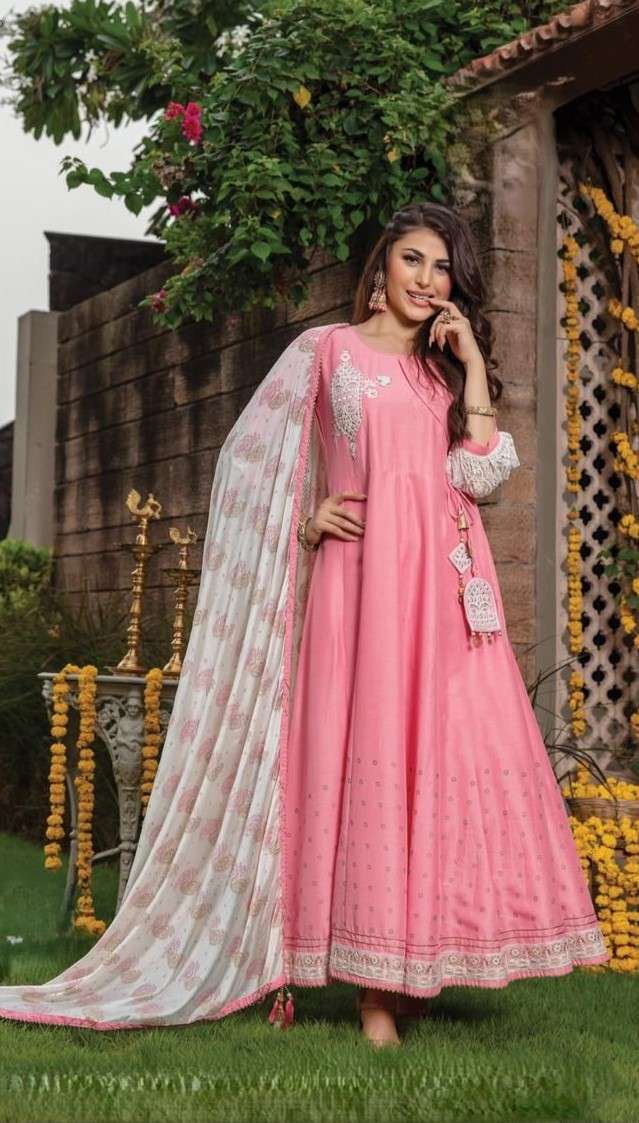 Premium Muslin and Georgette Kurti Set with Sequence Lucknowi and Khatli work featuring Garara Sharara or Skirt styles and a Pure Chinon Dupatta