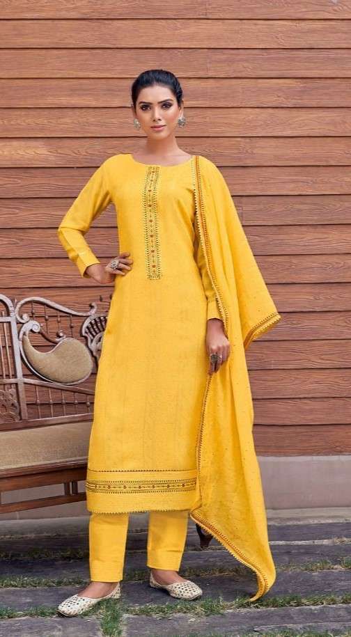 Pure Heavy Muslin Lucknowi Work Suit with Shantoon Pants and Embroidered Silk Dupatta