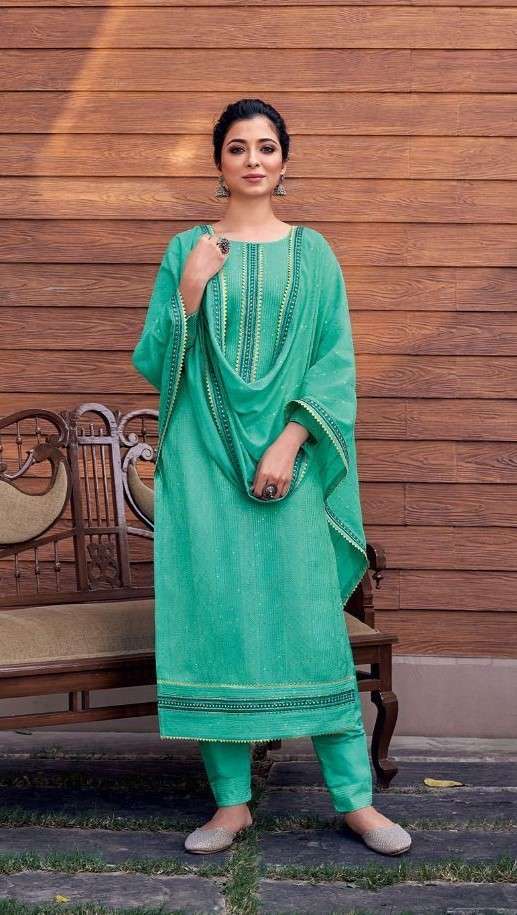 Pure Heavy Muslin Lucknowi Work Suit with Shantoon Pants and Embroidered Silk Dupatta