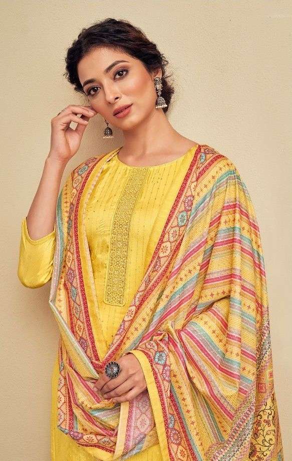 Pure Viscos Upada Silk Suit with Santoon Pants & Digital Print Muslin Dupatta
