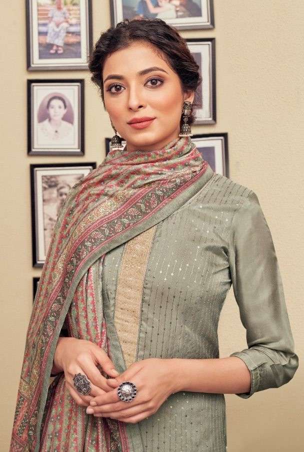 Pure Viscos Upada Silk Suit with Santoon Pants & Digital Print Muslin Dupatta
