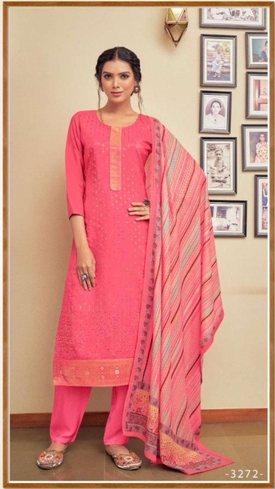 Pure Viscos Upada Silk Suit with Santoon Pants & Digital Print Muslin Dupatta