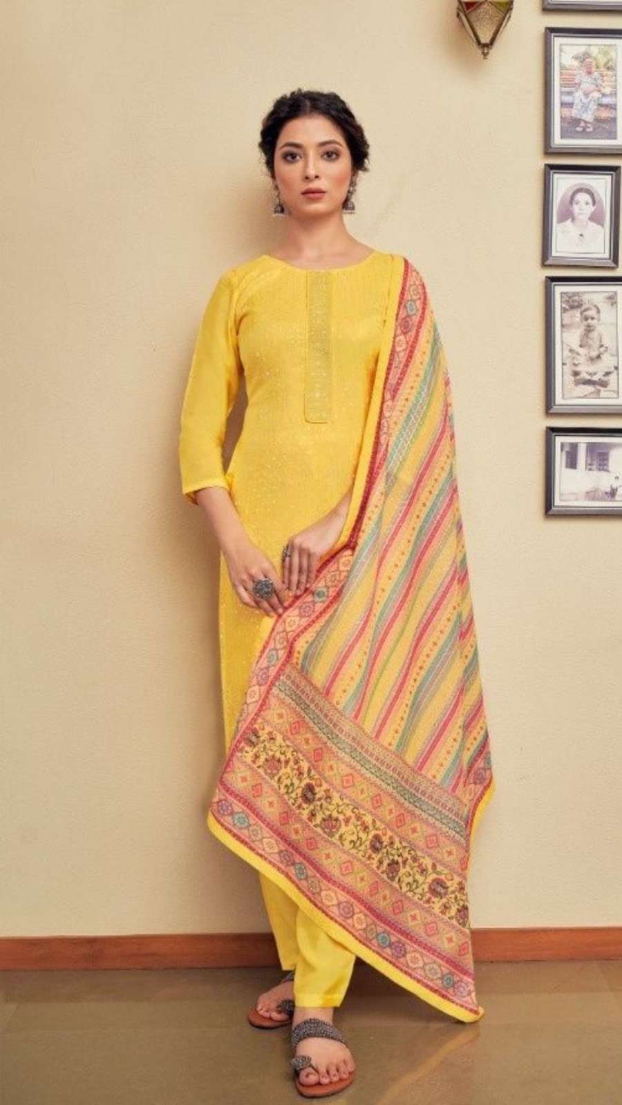 Pure Viscos Upada Silk Suit with Santoon Pants & Digital Print Muslin Dupatta