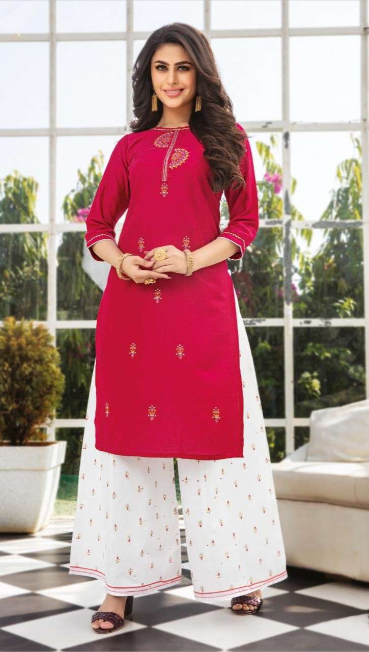 Stylish Viscose Doby Rubi Slub Set by Kiana featuring Sharara Skirt Pant or Kali Plazo