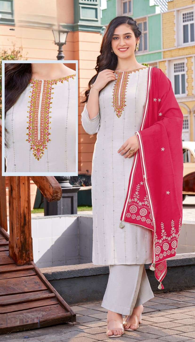 Elegant Rayon Weaving Kurti Set with Chanderi Dupatta