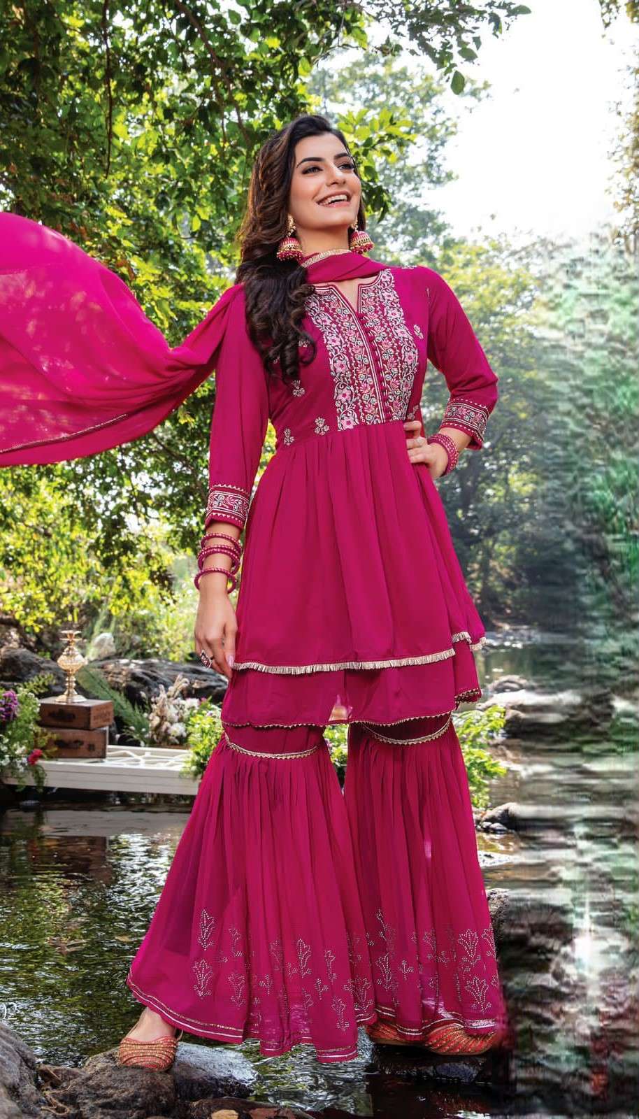 Pure Georgette Sharara Garara Set with Dupatta
