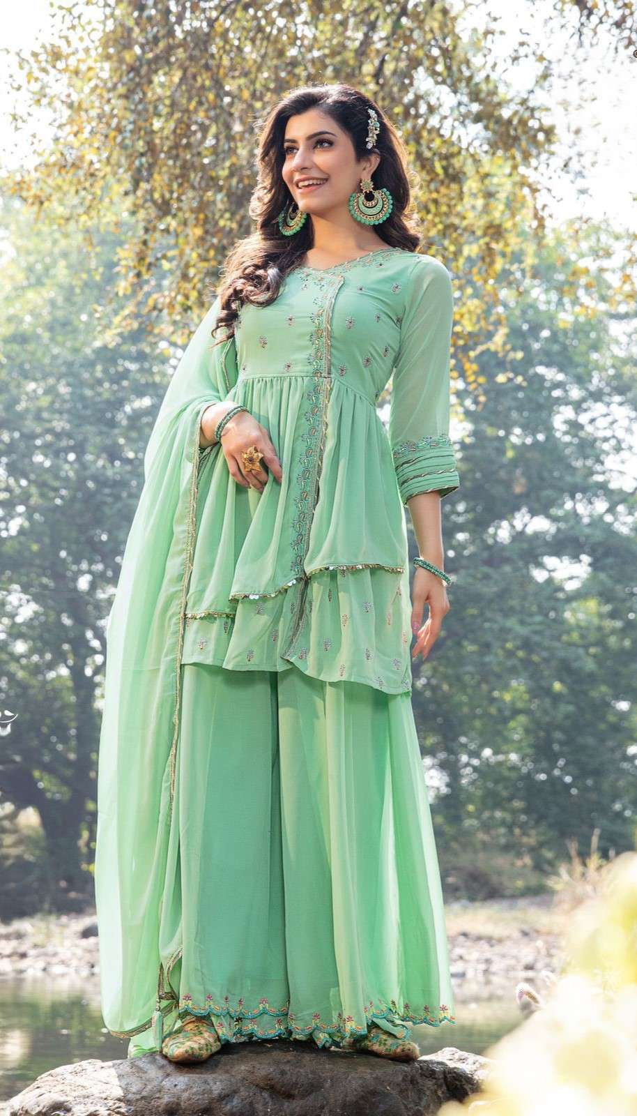 Pure Georgette Sharara Garara Set with Dupatta