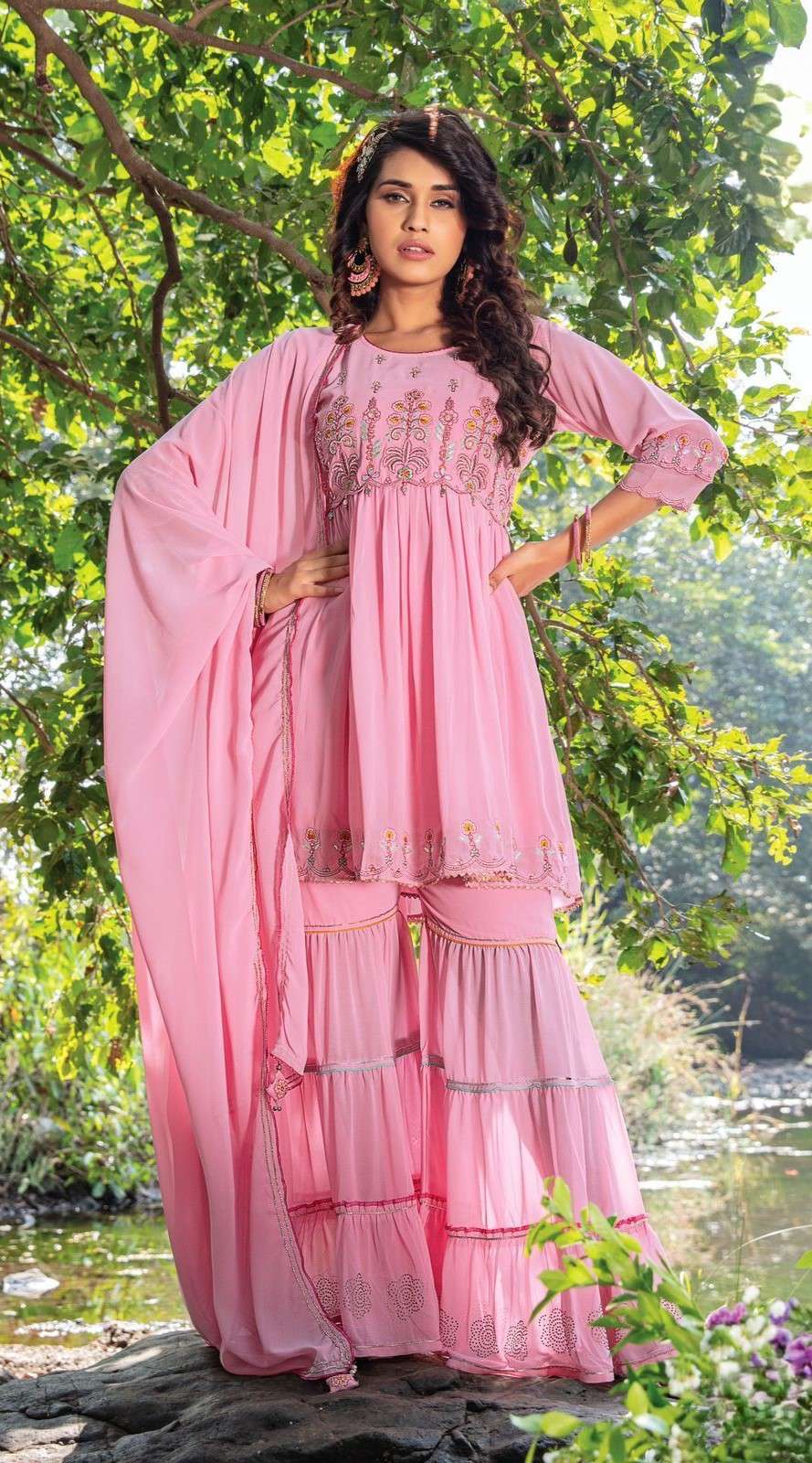 Pure Georgette Sharara Garara Set with Dupatta