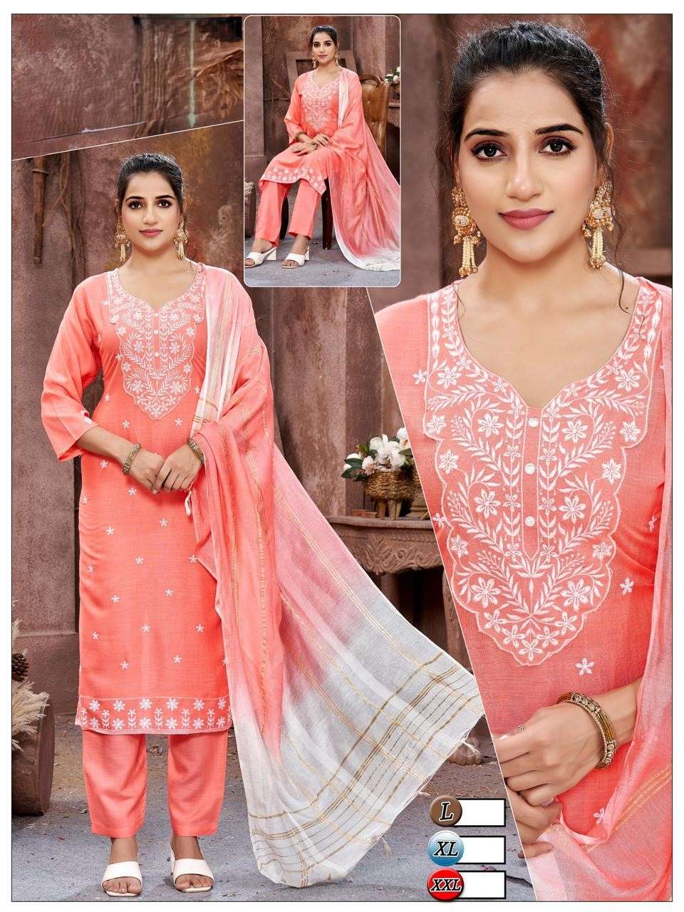 Rayon Kurti Set with Heavy Rayon Bottom and Embroidered Dupatta